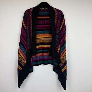 I Jeans By Buffalo Long Sleeve Purple/Yellow Multi Tribal Cardigan Sweater Small